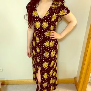 Sunflower maxi dress with front slit